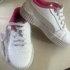 Puma White and Pink Platform Sneakers